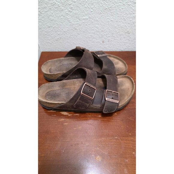 Birkenstock Arizona Unisex Brown Leather Sandals Size 40 - Picture 3 of 8